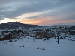 Steamboat Ski Resort Village Sunset