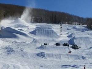 Snowcats busy to work.