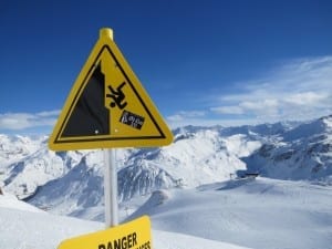 Val D Isere Cliff Warning