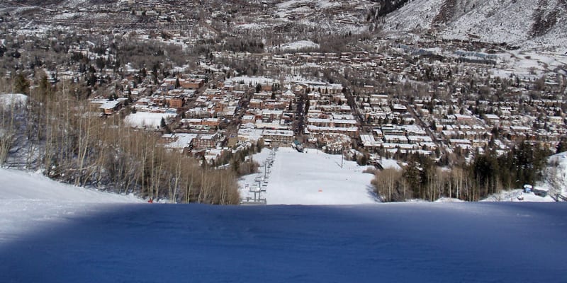 Aspen Mountain Town Aerial