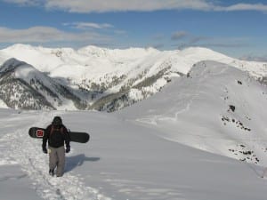 Silverton Mountain Snowboarder Hiking