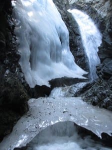 Zapata Falls May Frozen Waterfall