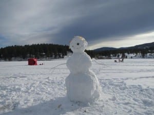 Evergreen Lake Ice Fishing Snowman