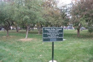 Civic Center Park Grass Area Sign