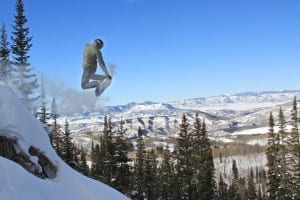 Steamboat Springs Backcountry Snowboarder Jump
