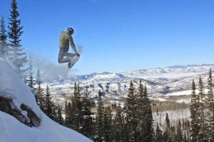 Steamboat Springs Backcountry Snowboarder Jump