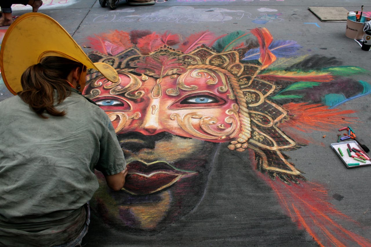Denver Chalk Art Festival Venetian Mask