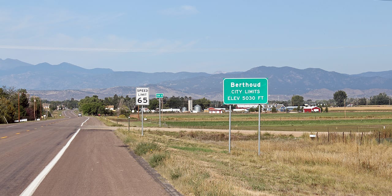 Berthoud Colorado Welcome Sign