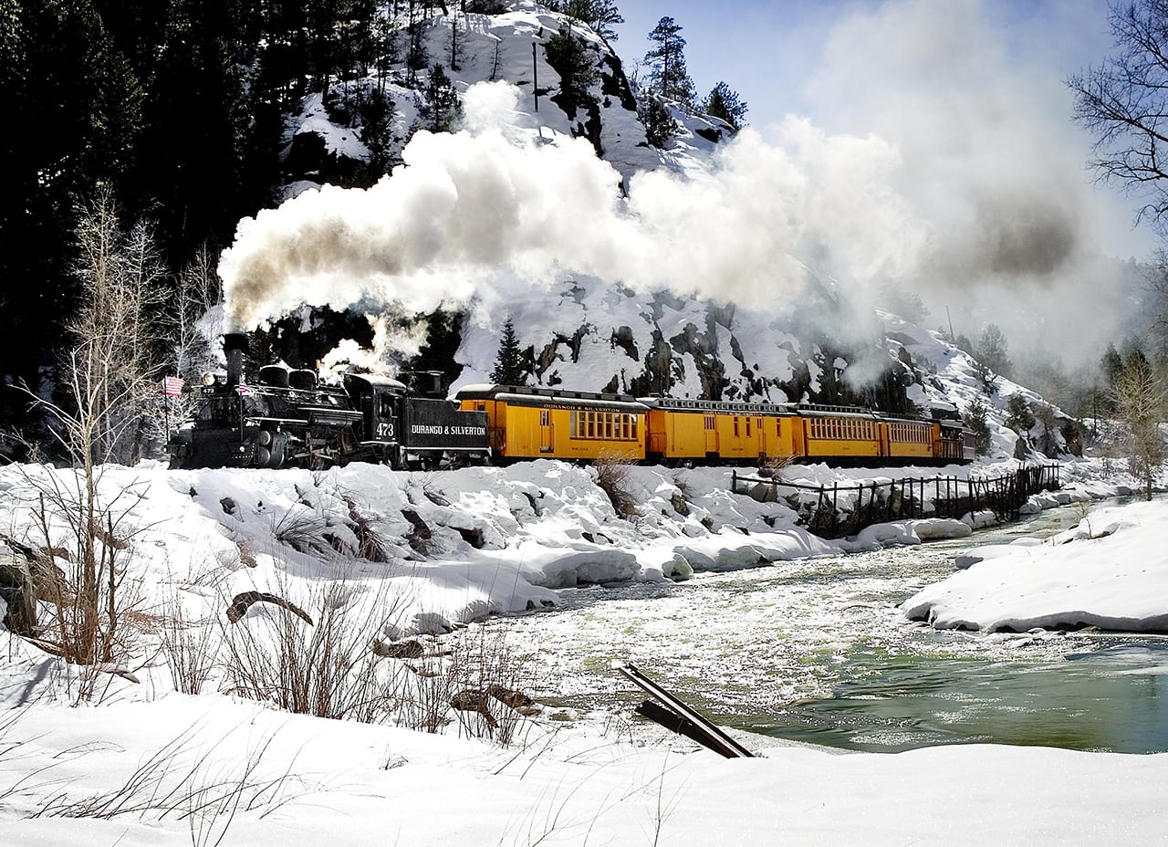 Durango Silverton Narrow Gauge Train Musim Dingin