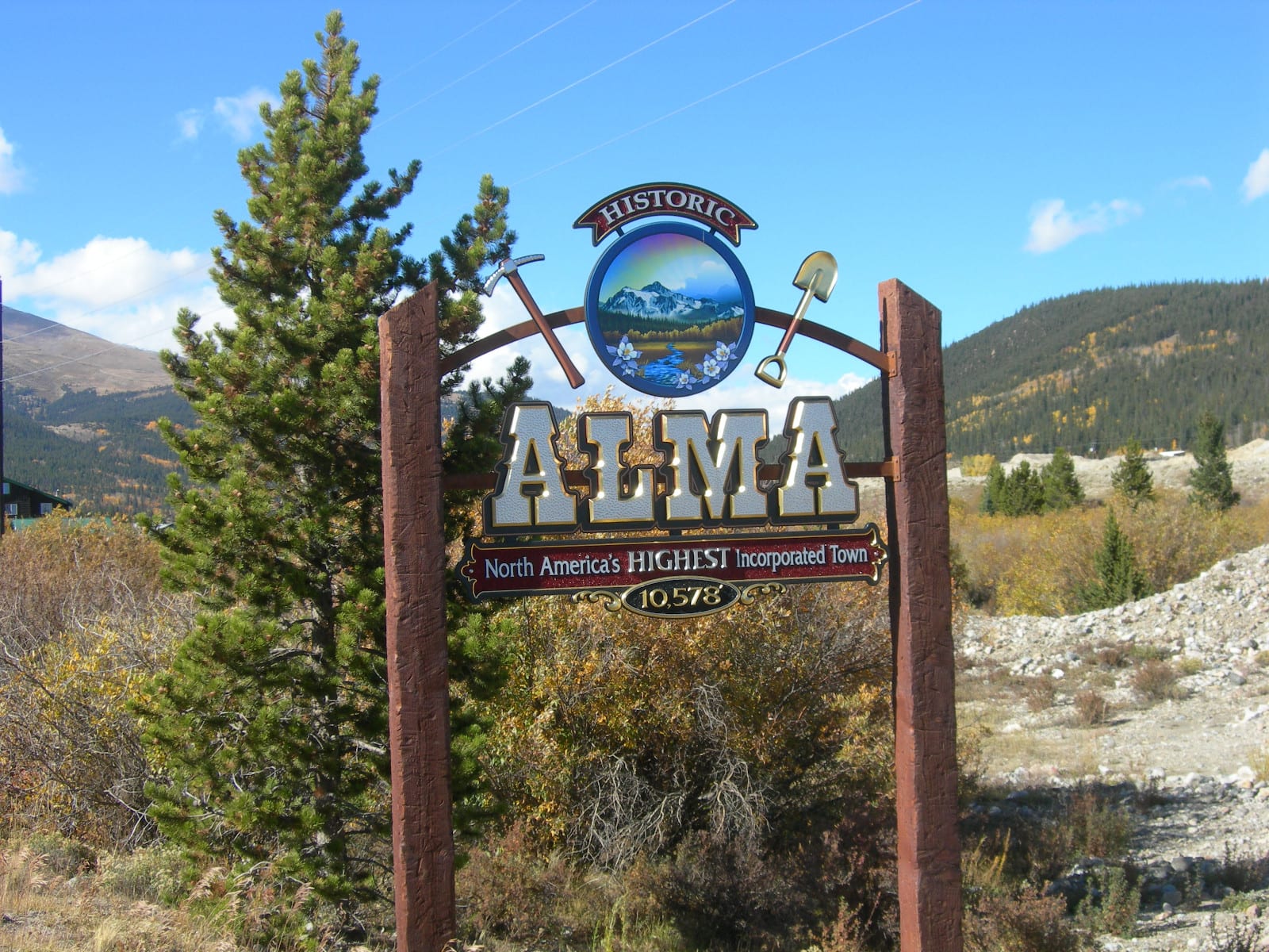Colorado Town Motto Alma Welcome Sign