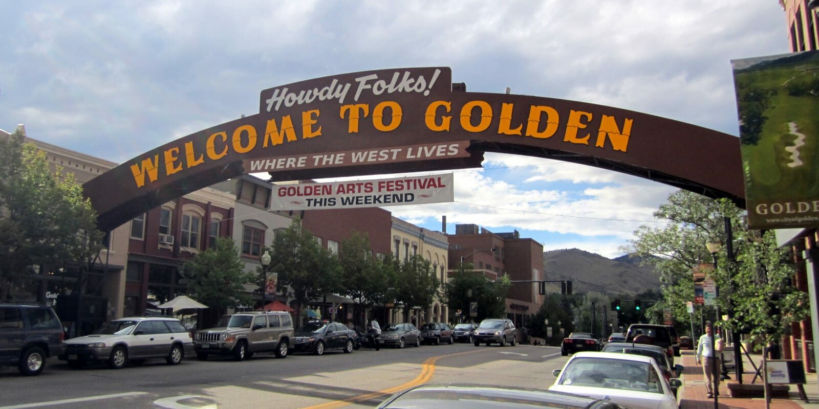 Colorado Town Mottos Golden Downtown Welcome Sign