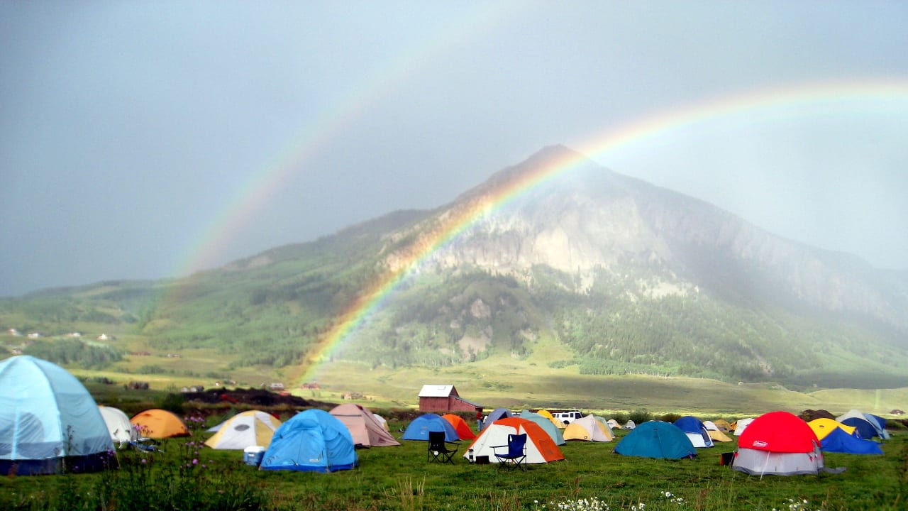 Tent Camping Double Rainbow Crested Butte Colorado