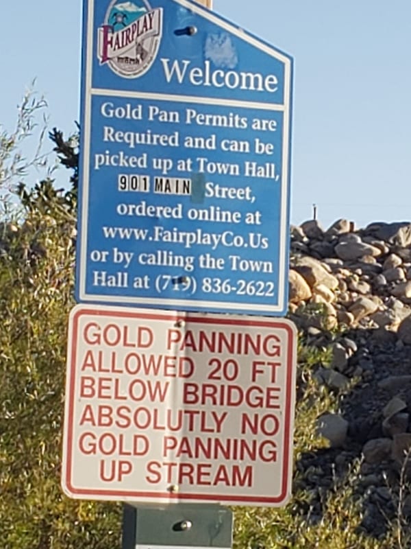 Gold Panning Sign Fairplay South Park Colorado