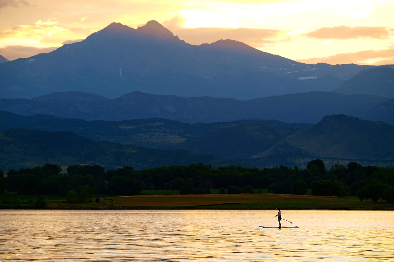 SUP Rocky Mountains Sunset Colorado