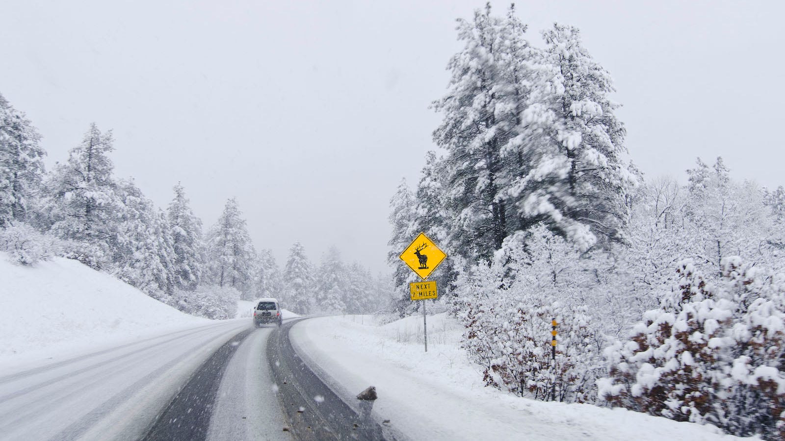Colorado Winter Driving Snowy Highway Road