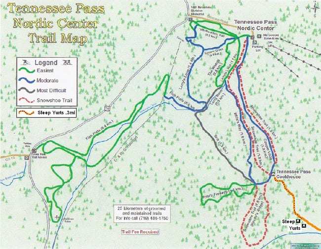 Tennessee Pass Nordic Center Trail Map