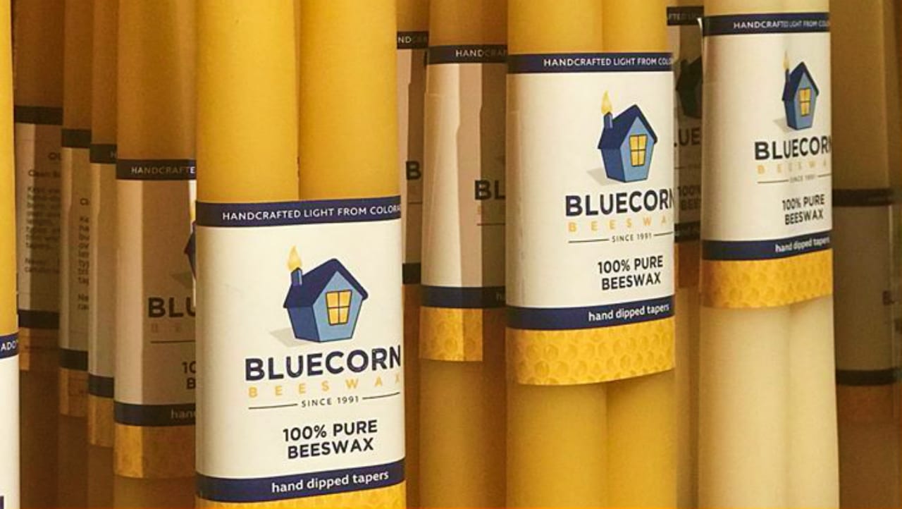 Bluecorn Beeswax Taper Candles