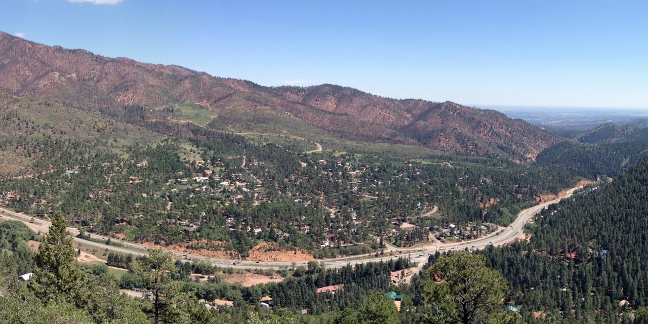 Aerial View Cascade Colorado from Pikes Peak Highway