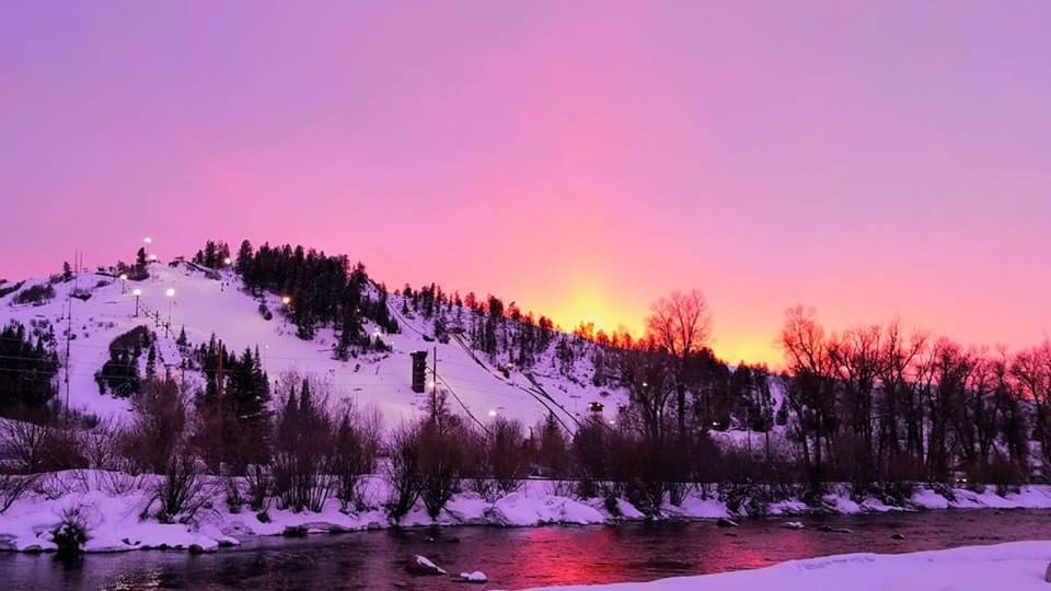 Matahari Terbenam Ski Malam Bukit Howelsen