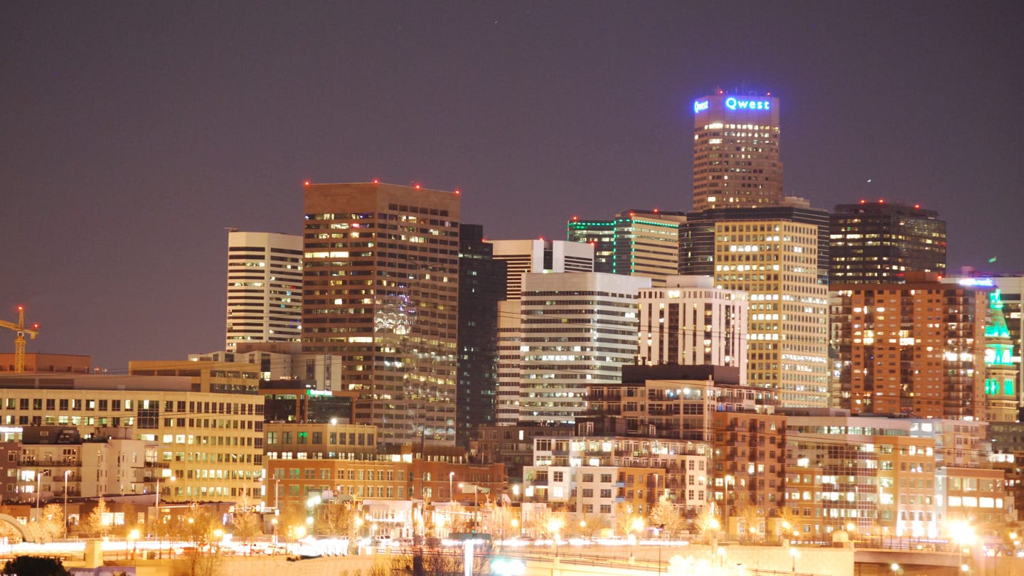 Downtown Denver Skyline Night Colorado