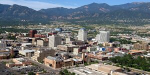 Colorado Springs Downtown Skyline Mountains