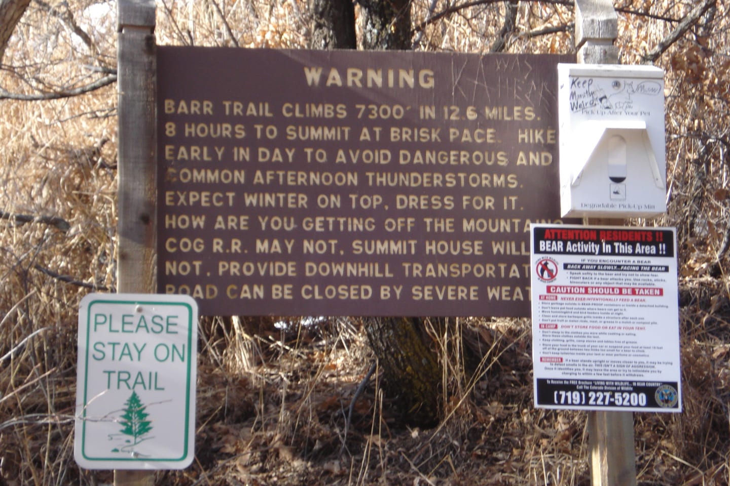 Barr Trailhead Warning Sign Colorado