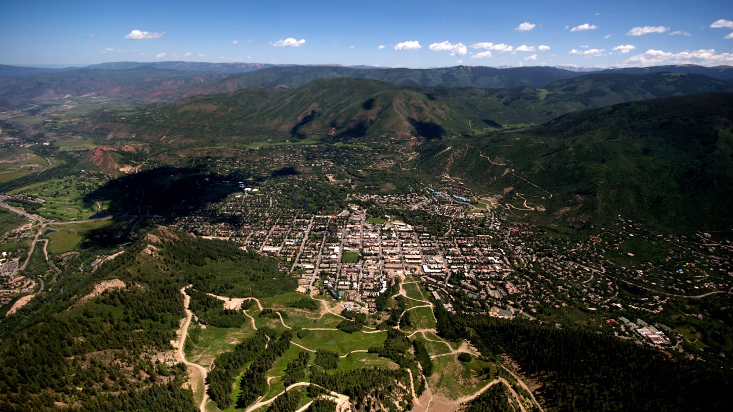 Paragliding Downtown Aspen Colorado Aerial View