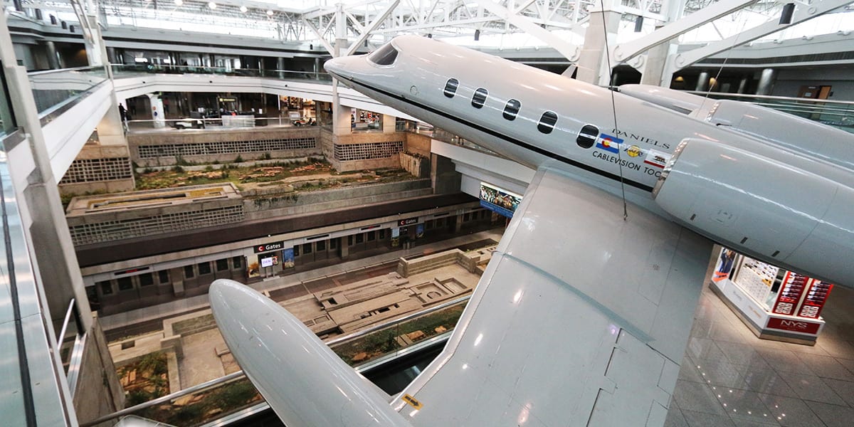 Denver International Airport Interior Plane Hanging From Ceiling