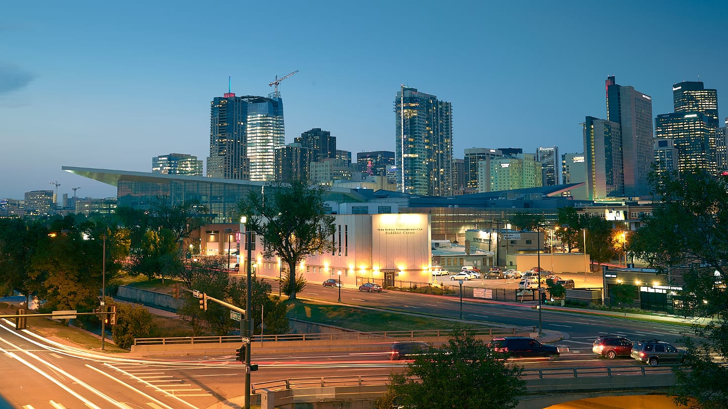 Downtown Denver Skyline Sunset Colorado Convention Center