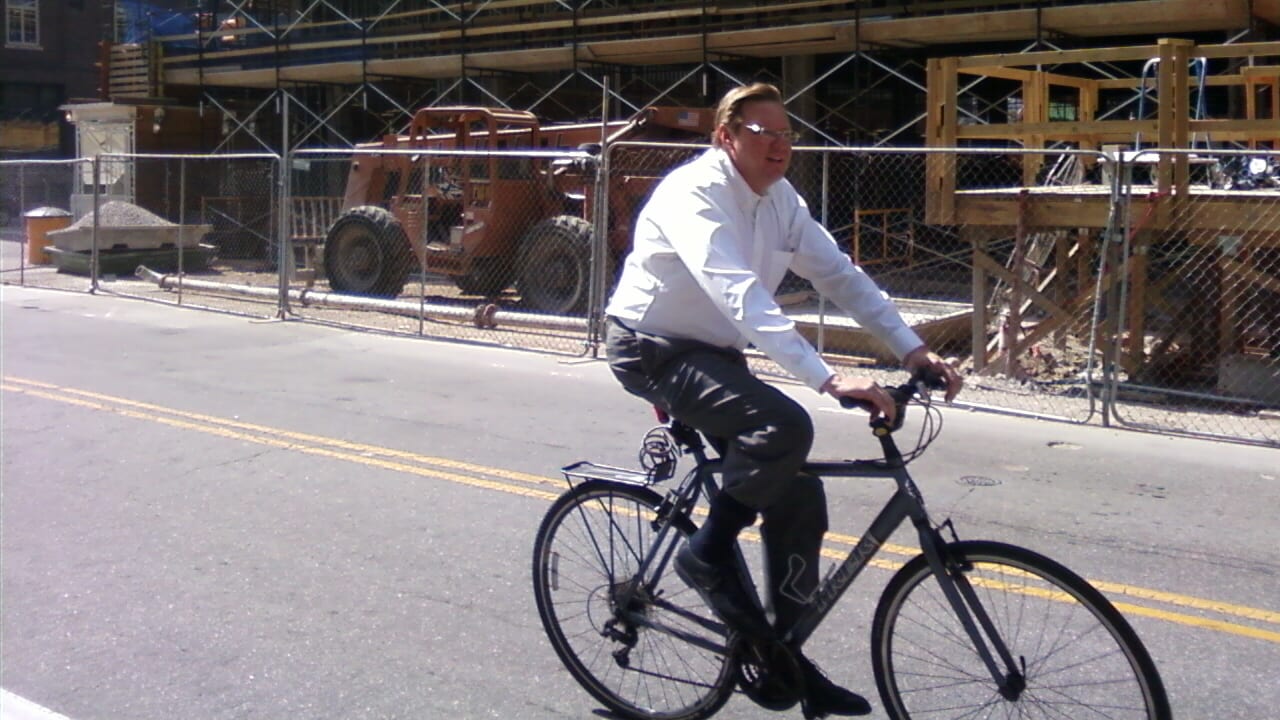 Bicycle Commuter Downtown Denver Colorado