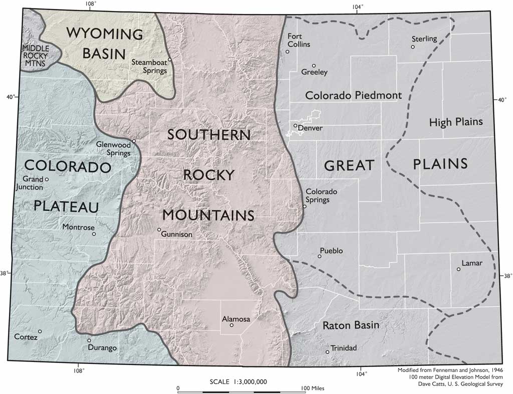 Colorado Map Physiographic Provinces