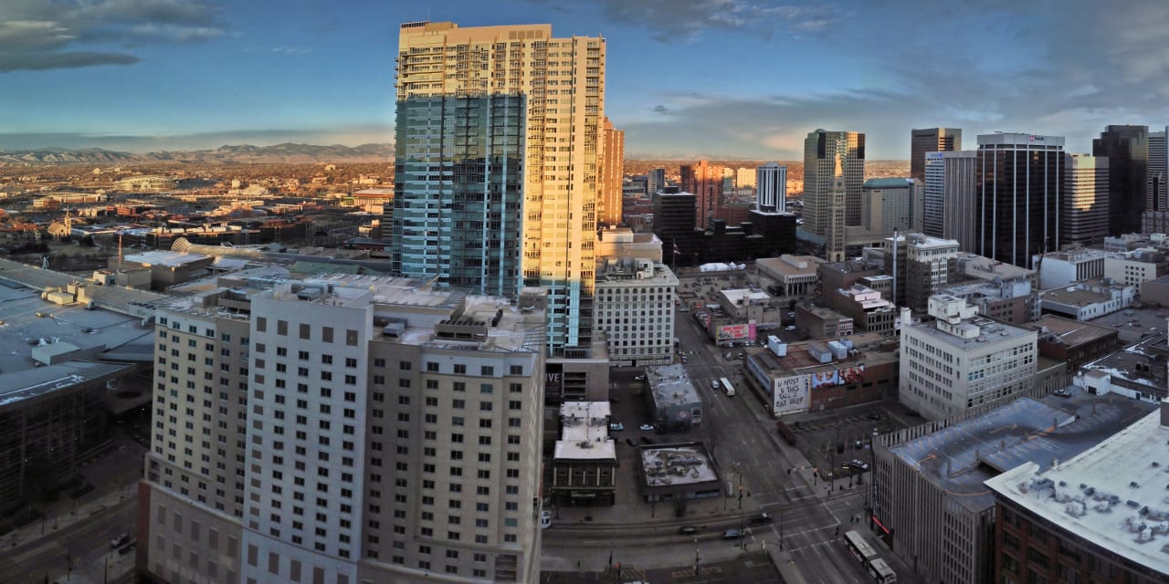 Downtown Denver Colorado Aerial Panorama