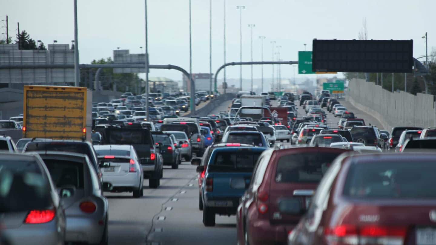 Colorado Traffic Highway I-25 Stapleton Denver