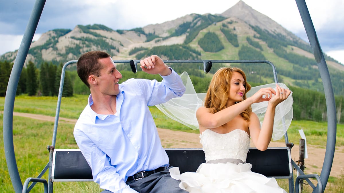 Married Colorado Wedding Crested Butte Chairlift Photography