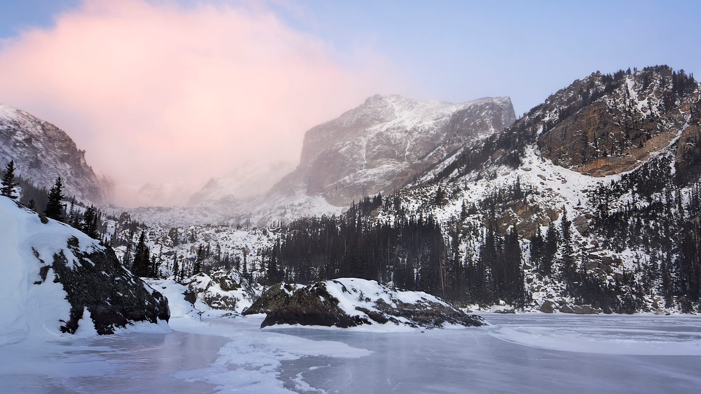 Lake Haiyah Winter Sunrise Colorado RMNP