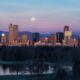 Denver CO Travel Destination City Skyline Blue Moon