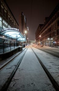 Winter Blues Denver Colorado California Street Night Snow