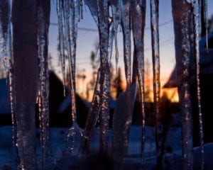 Winter Blues Grand Lake Colorado Icicles Sunset