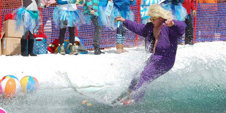 Steamboat Pond Skim Closing Day Celebration Skier