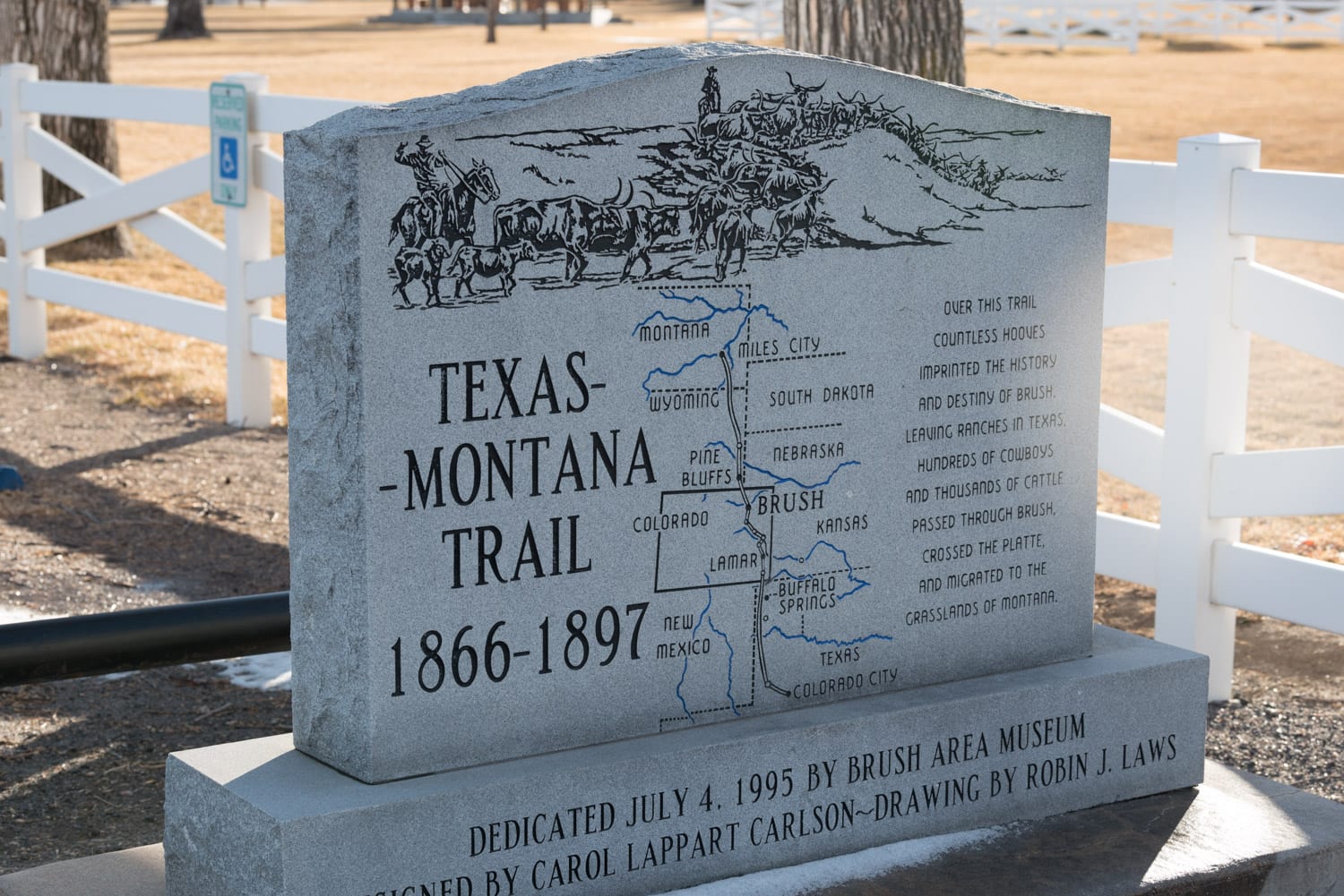 image of Texas Montana trails sign in Brush, CO