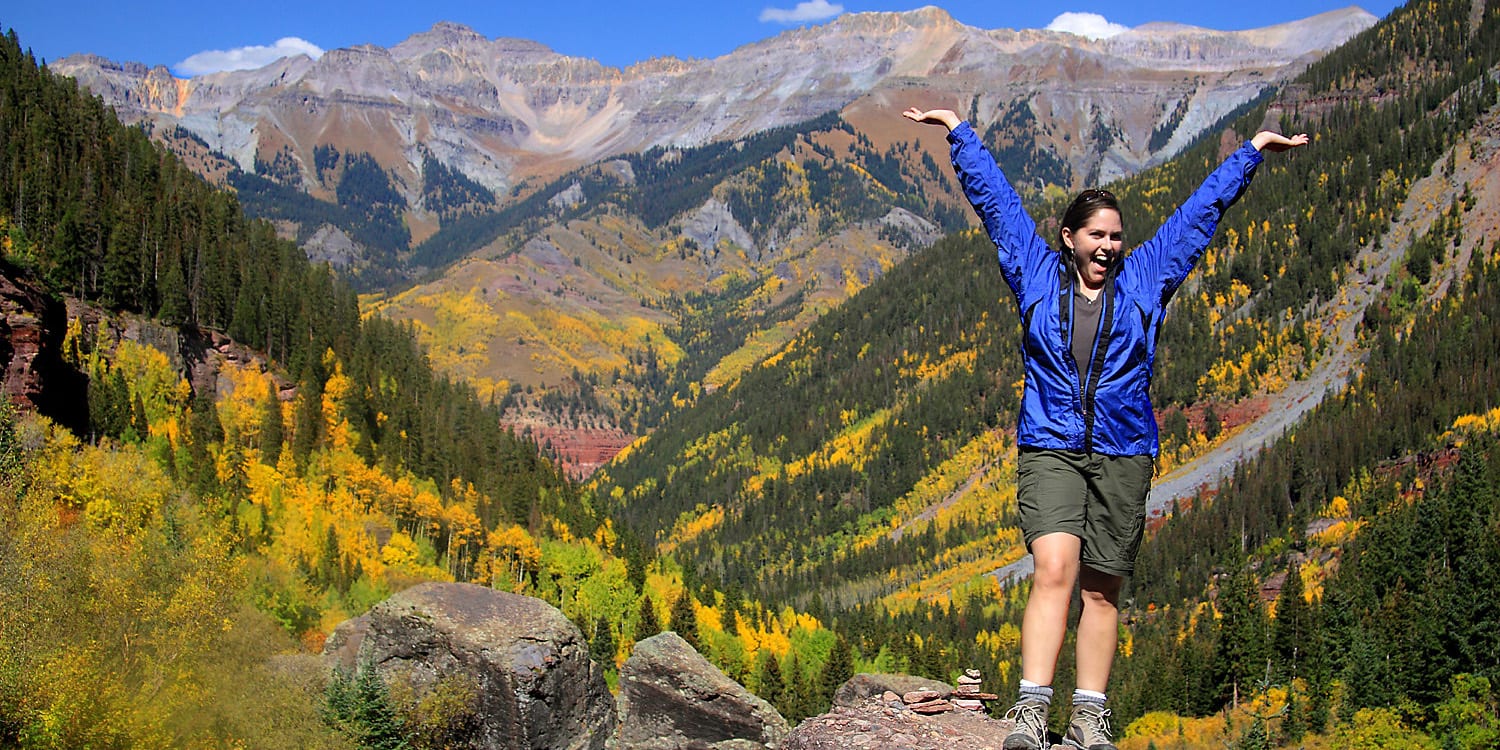 Hiking Telluride CO Bear Creek Falls Trail Autumn Overlook