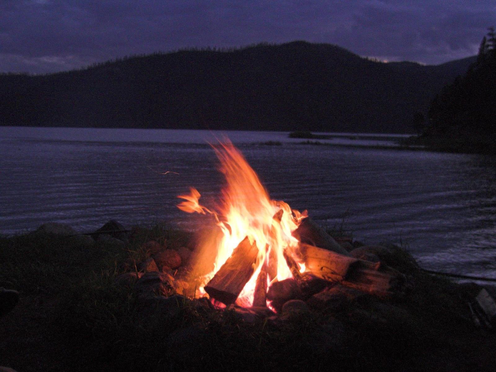 Vallecito Lake Campfire on Shore Bayfield Colorado