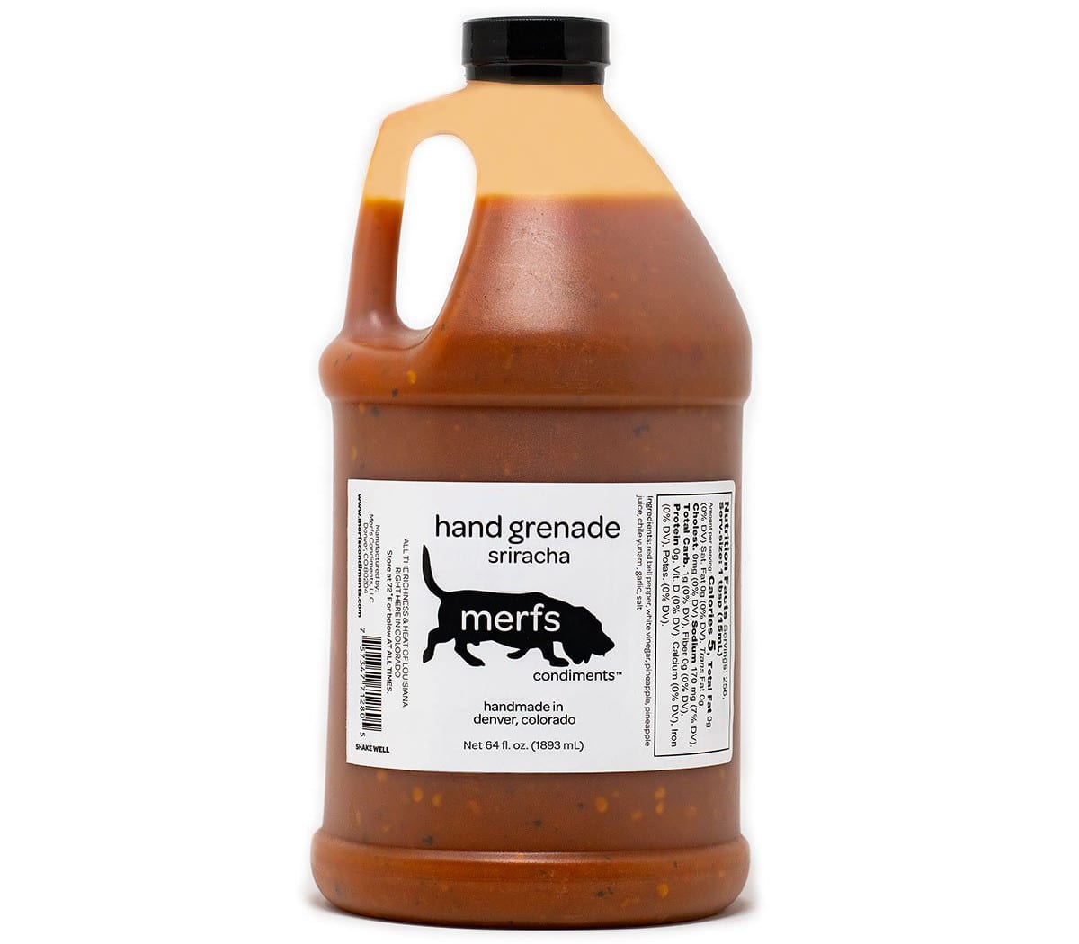 Merfs Condiments Hand Grenade Sriracha Half Gallon