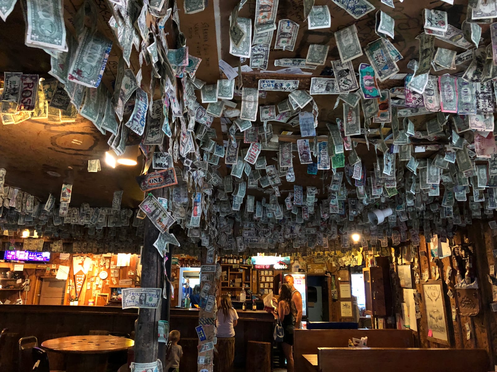 Bucksnort Saloon Dollar Bills on Ceiling Pine CO
