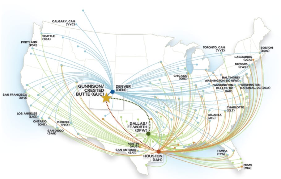 Gunnison-Crested Butte Regional Airport Flights Map