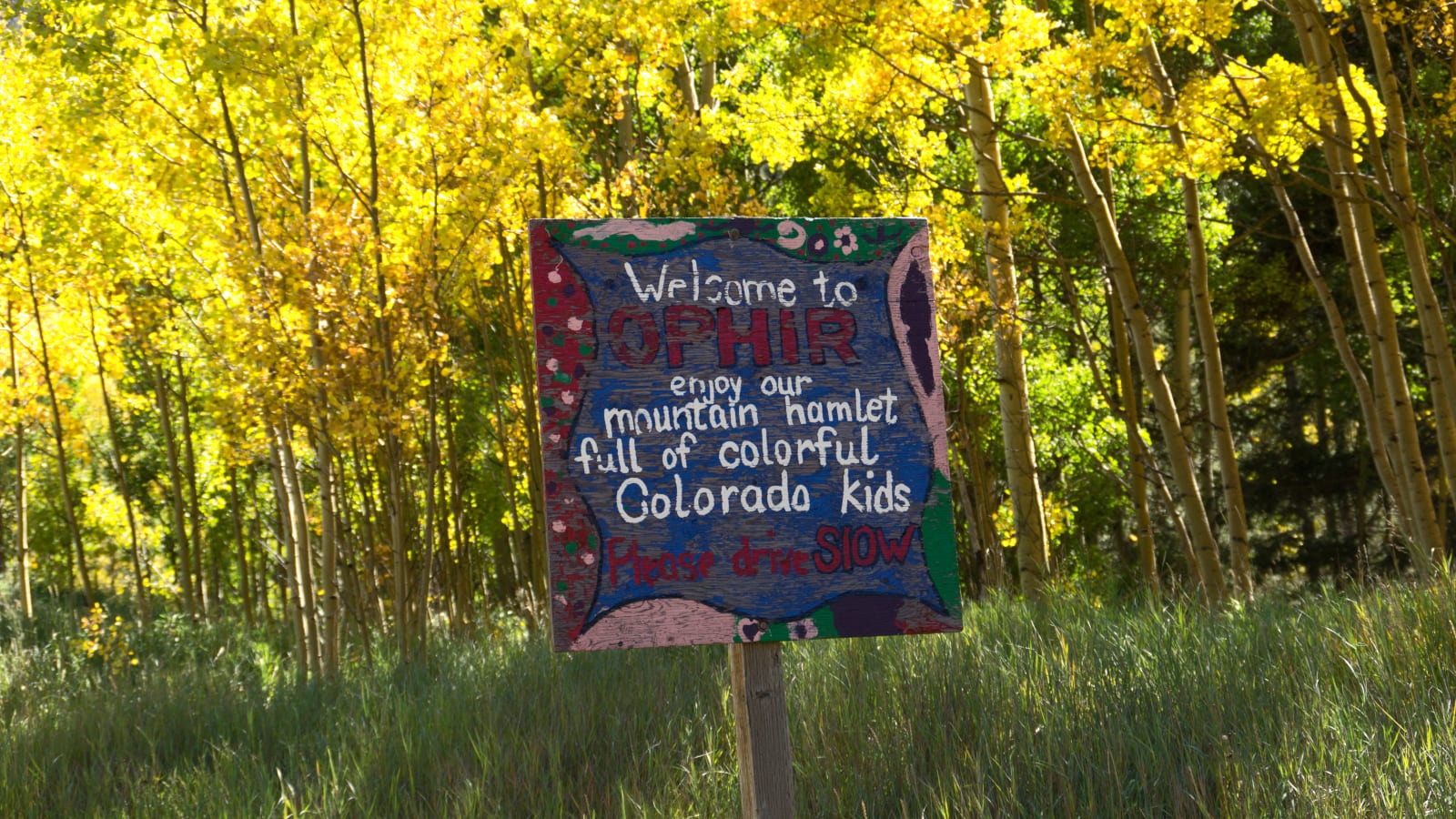Ophir Colorado Welcome Sign Kids