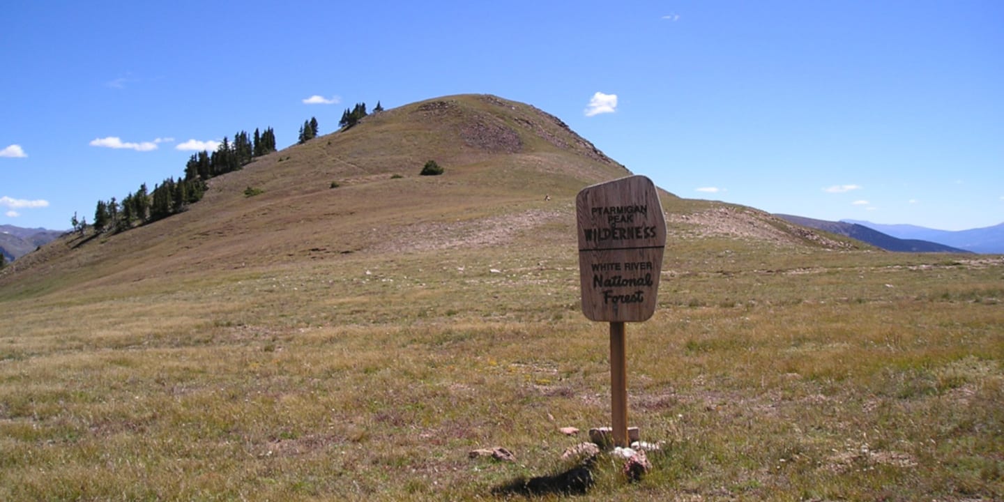 Ptarmigan Peak Wilderness White River National Forest Sign