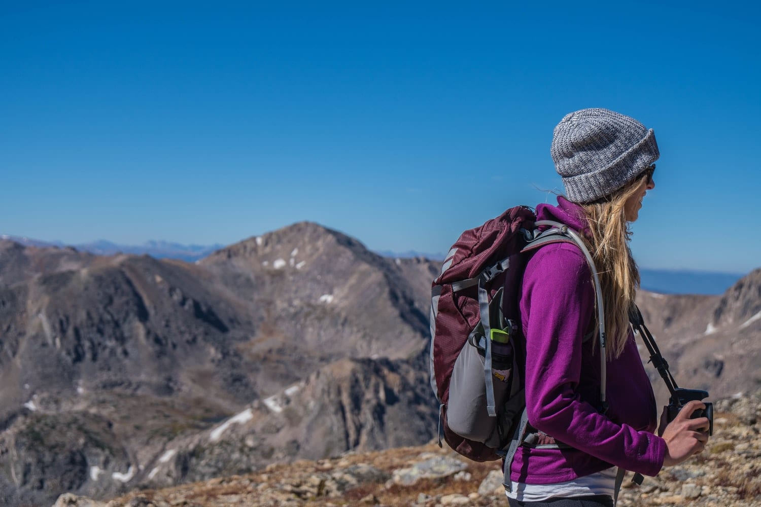 Woman Hiking with Backpack Gear