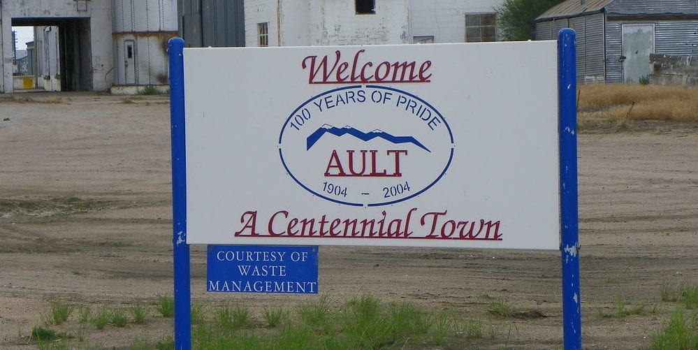 image of town sign in Ault, CO