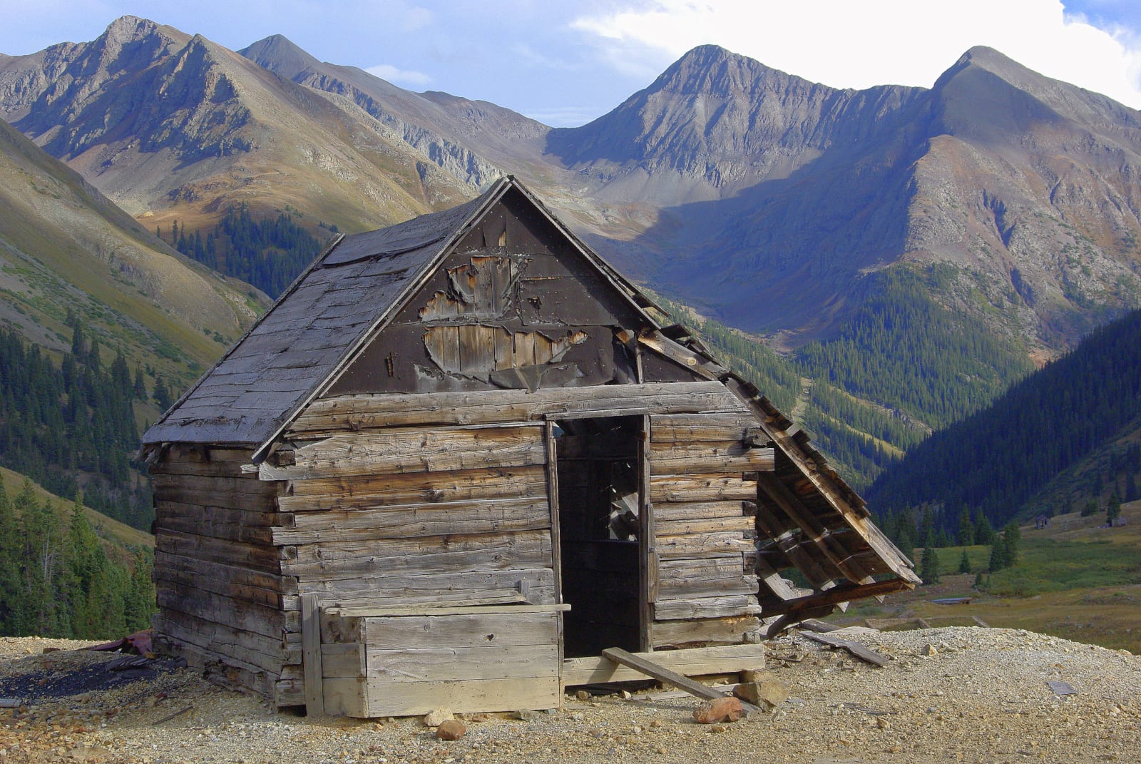 Mountain Living Colorado Abandoned Cabin on Mountainside